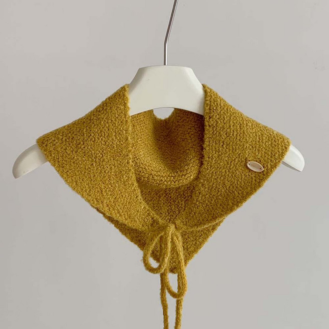 세컨핑크 여성용 삼각 쁘띠 울 혼방 니트 케이프 머플러