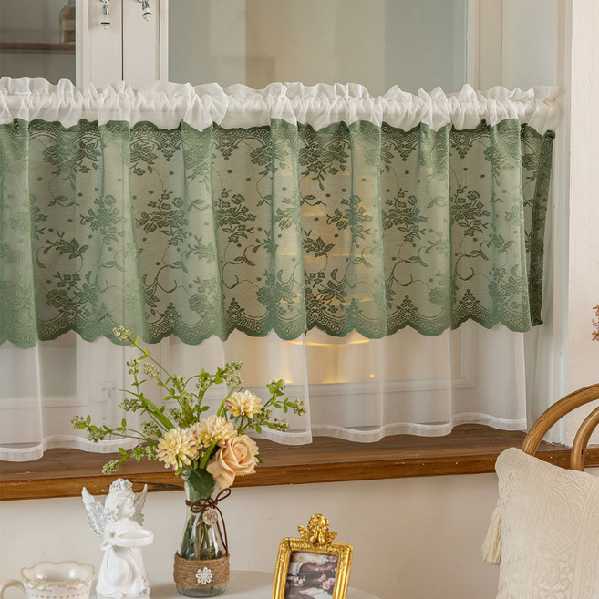 지앤와이 더블 레이스 작은창 이중 바란스 커튼