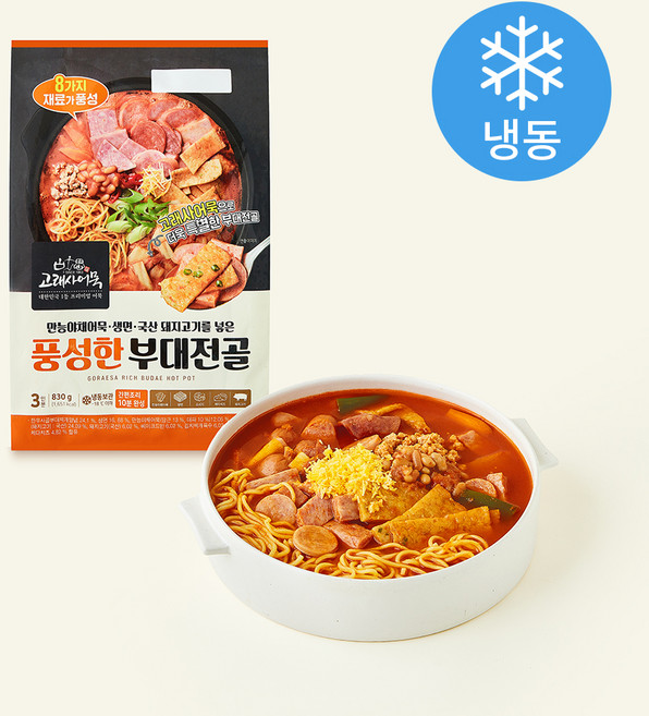 고래사어묵 풍성한 부대전골 3인분 (냉동), 830g, 1개