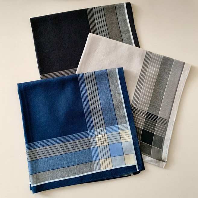 세컨핑크 남성용 정장 캐주얼 스포츠 고급 순면 손수건 3종 세트