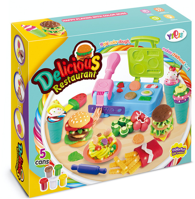 딜리셔스 햄버거 패스트푸드 도우 유아용 칼라클레이 세트, 혼합색상, 2kg, 1개