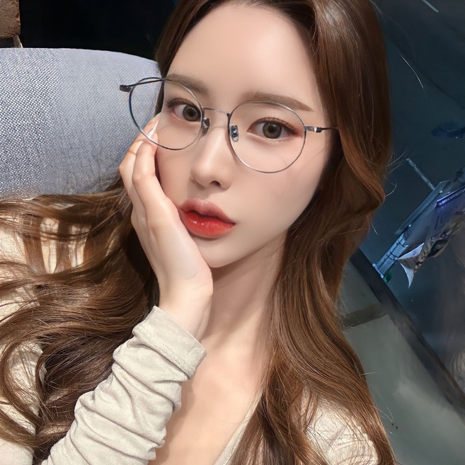 멜라크메 빅사이즈 동글이 가벼운 국산 베타티타늄 안경테 + 티타늄 코패드 세트