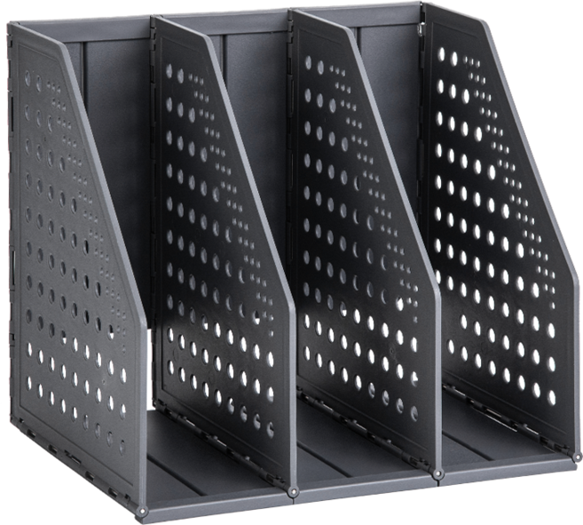 델리 3단 미니 폴딩식 데스크 파일 꽂이, 블랙