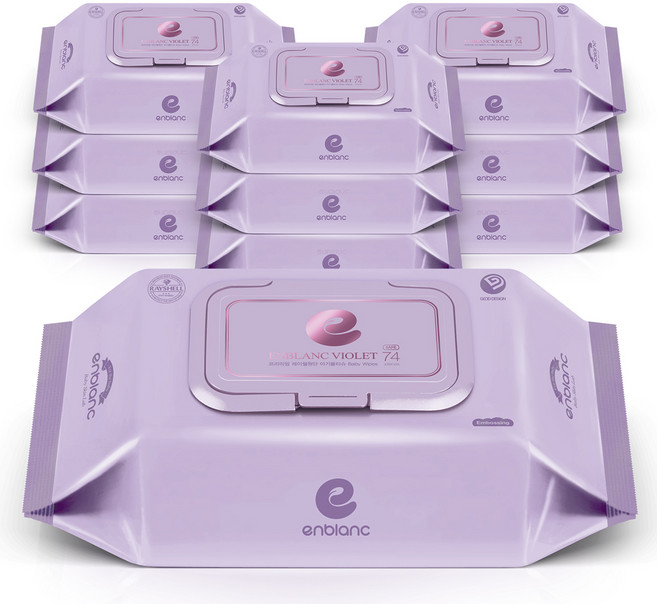 앙블랑 저자극 아기물티슈 바이올렛 캡형, 70g, 74매, 10개