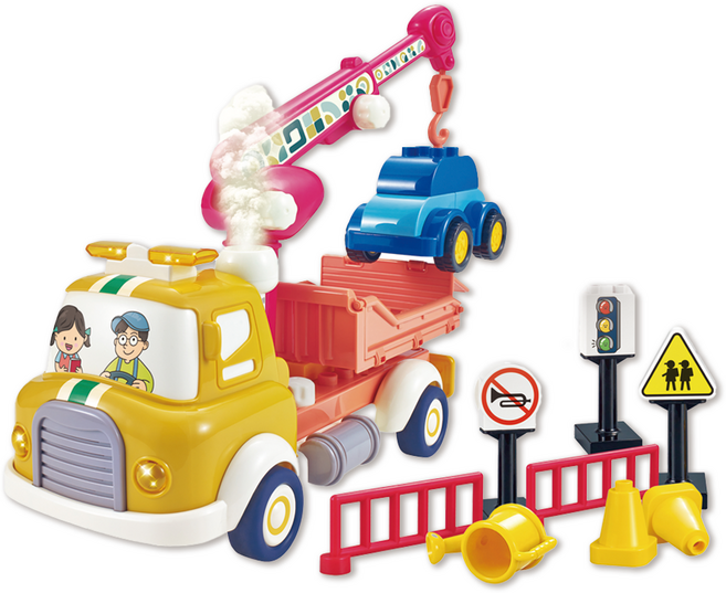 smoneo 幼兒BC Toy迴力車大積木玩具, 車輛吊車, 1個