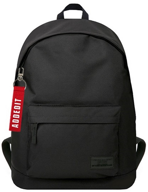 ADDEDIT 素色圓頂後背包 + 鑰匙圈 顏色隨機, 黑色