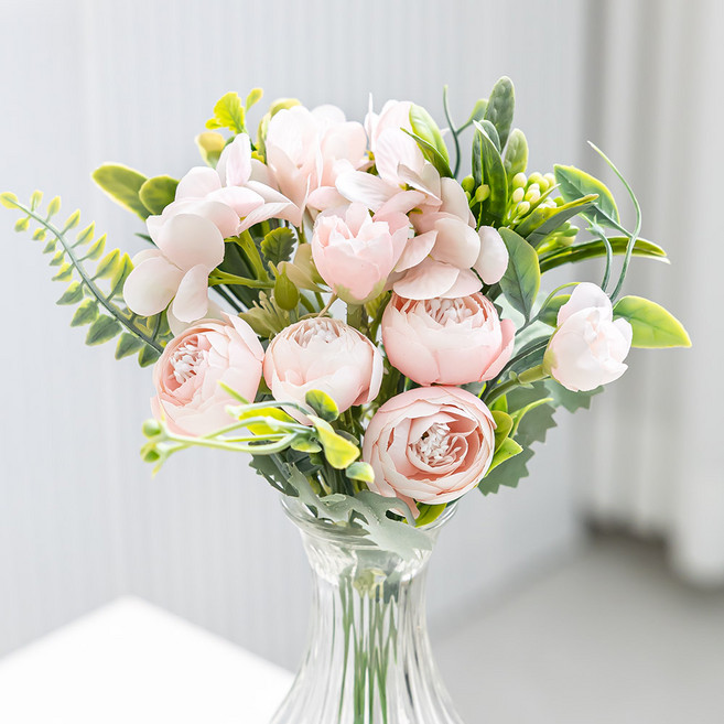 플라워트리 조화 장식 수국 러넌큘러스 꽃다발 30cm, 핑크, 1개