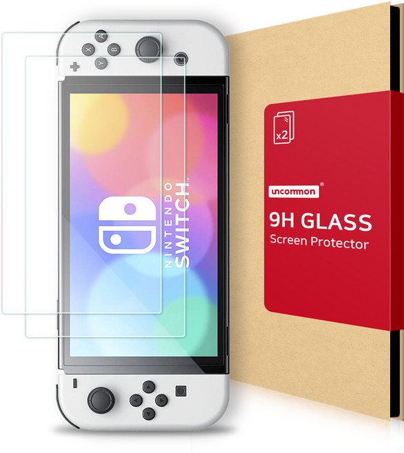 언커먼 닌텐도 스위치 OLED 2.5D 강화유리 보호필름 2p 세트, 1세트