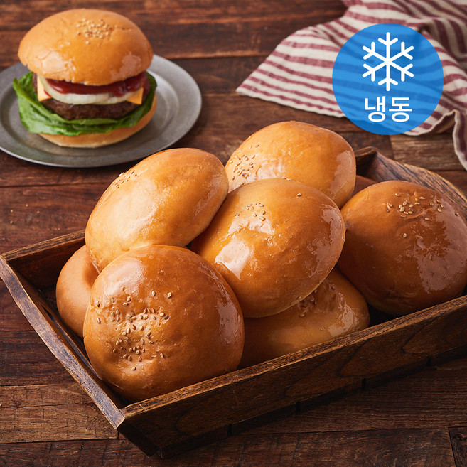 프레시오늘 우리밀 유크림100%버터 수제 햄버거빵번 (냉동), 60g, 1개, 10개입