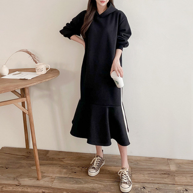 팡팡샵 R 티티배색후드 임산부 원피스