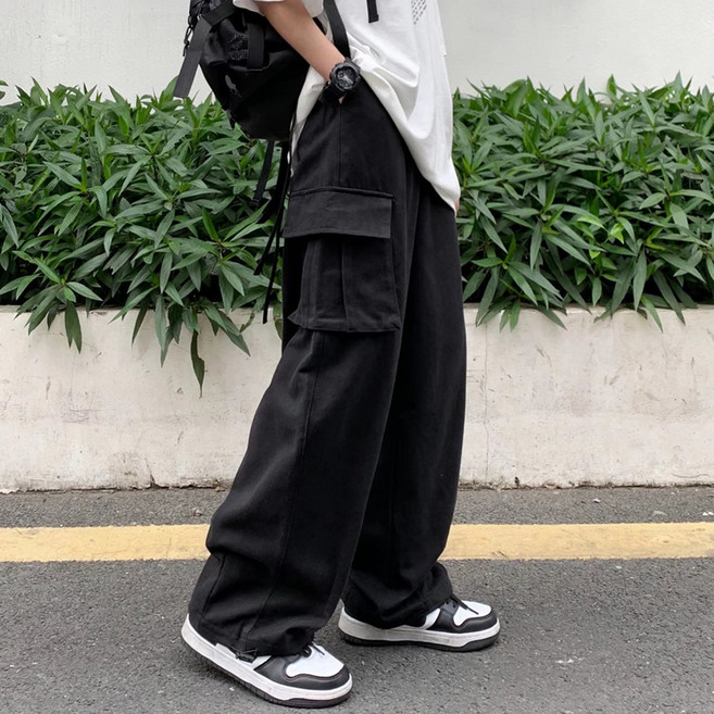 男性抽繩寬版工裝褲 PDS225
