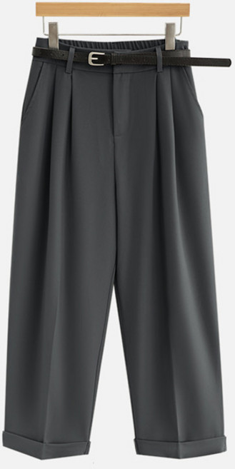 패션풀 여성용 핀턱 롤업 슬랙스 + 벨트 세트 28716