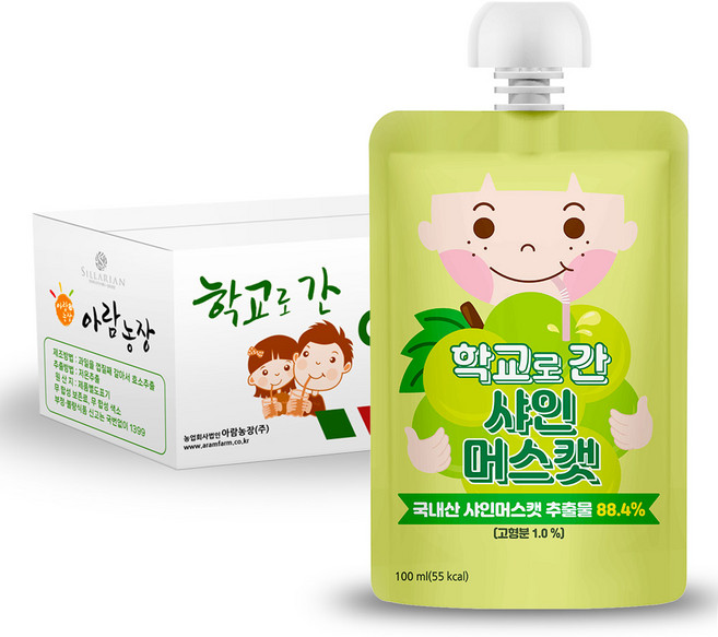 아람농장 학교로 간 주스, 100ml, 40개, 샤인머스캣