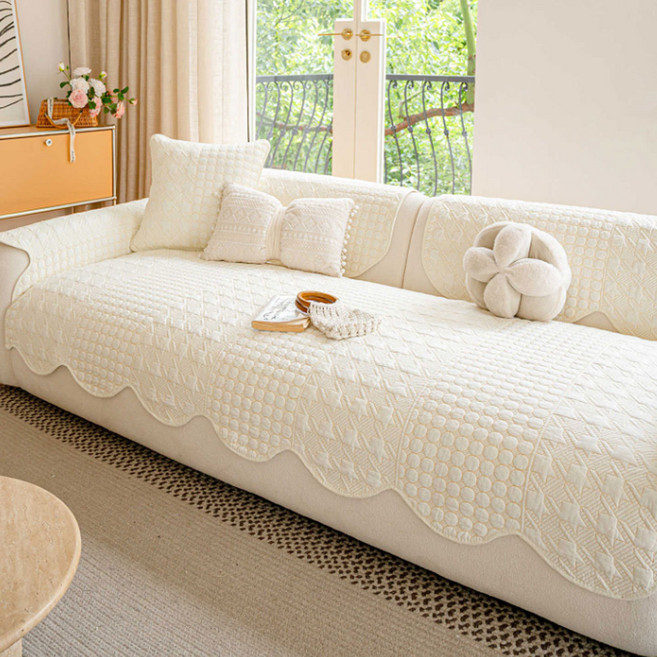 지앤와이 투패턴 순면 웨이브 미끄럼방지 소파패드