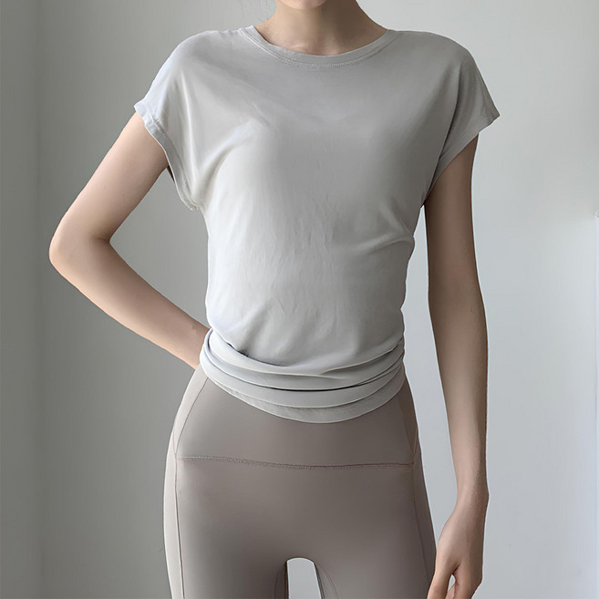 메이첼 여성용 뒤태가 예쁜 꼬임 촤르르 요가 티셔츠 10493