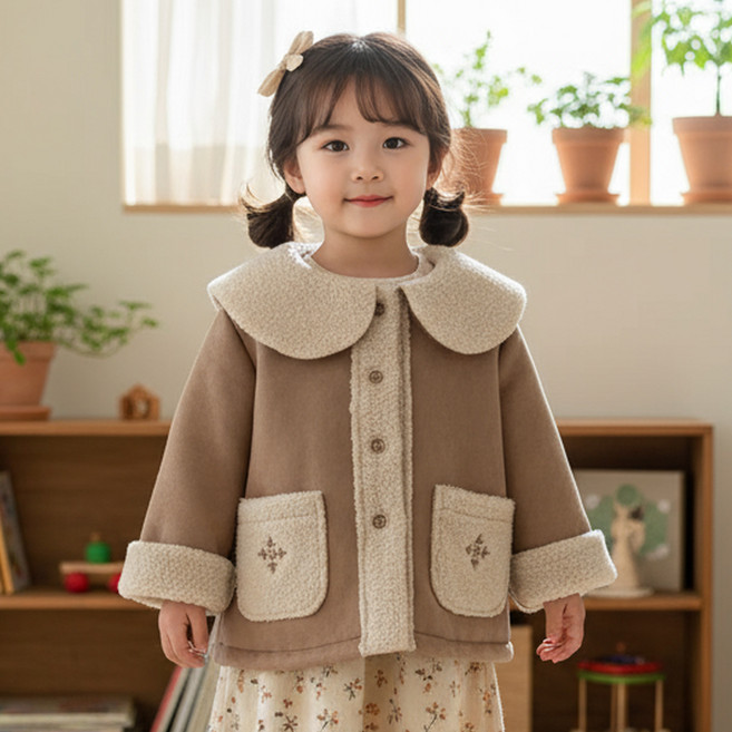 CONTIKIDS 女童雪花毛絨騎士外套