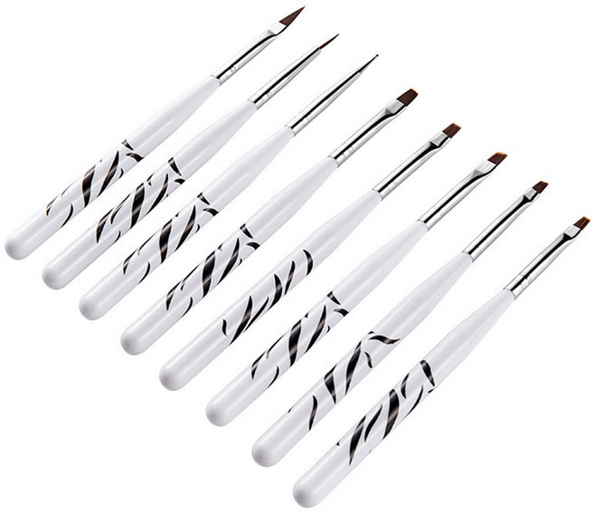 네일브러쉬 8종 세트 KN-B3005, 1세트, 화이트 지브라