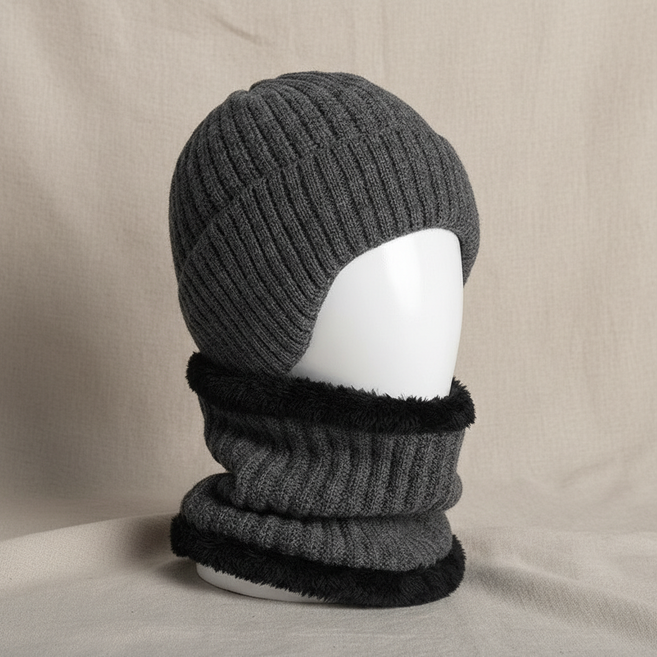 조인메이드 니트 귀마개 방한 모자 + 워머 세트