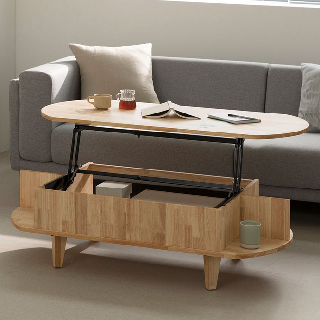 쎄라비리빙 코지 리얼원목 리프트업 소파테이블 1200 방문설치, 내추럴