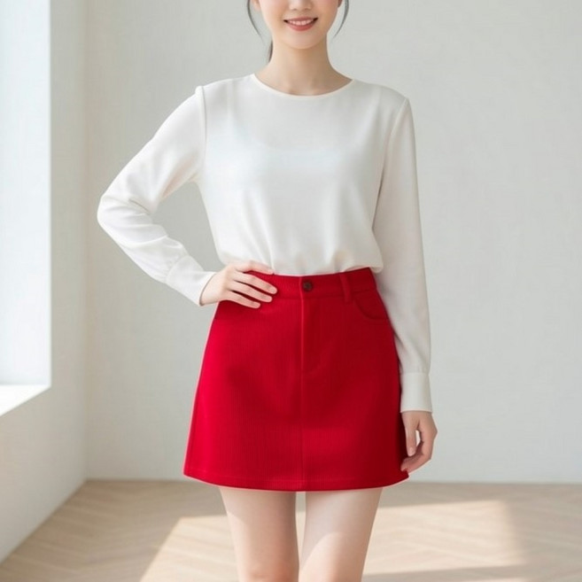 언헤브 여성용 코듀로이 A라인 미니 스커트