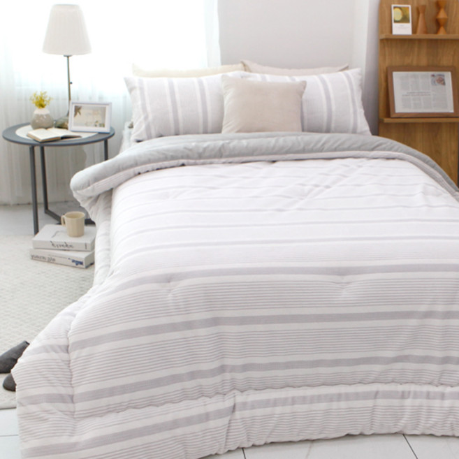 보몽드 스트라이프 착번아웃 극세사 차렵이불