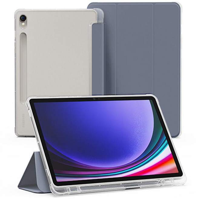 [Sinjimoru] 透明附筆槽平板電腦保護套 適用於 Galaxy Tab S10FE/S9FE/S9 11吋 薰衣草紫, 1個