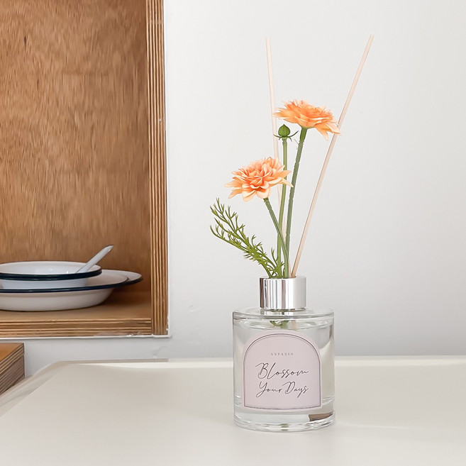 아스파시아 어텀브리즈 플라워 디퓨저 + 피치 다알리아 세트, 잉글리쉬 페어 앤 프리지아, 1세트