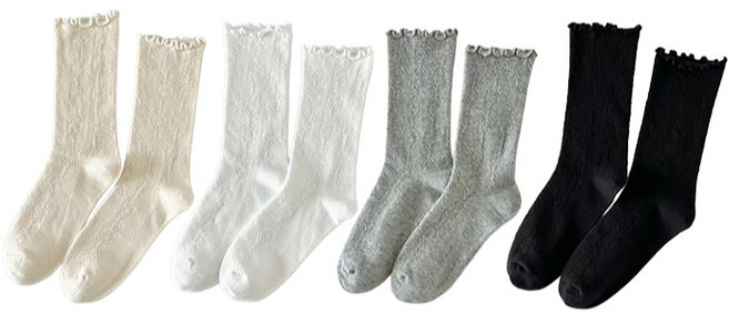 비아워게스트 무압박 레이스 프릴 양말 4켤레