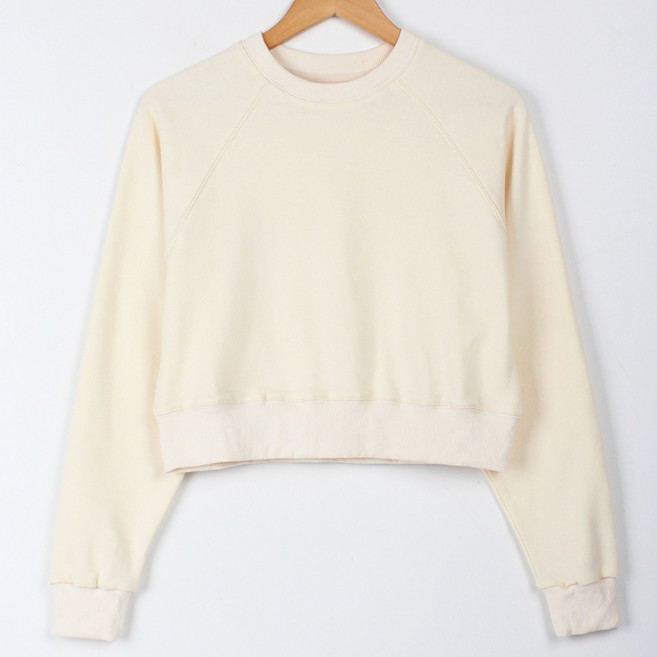 빼빼 여성용 라운드넥 세미크롭 맨투맨 티셔츠