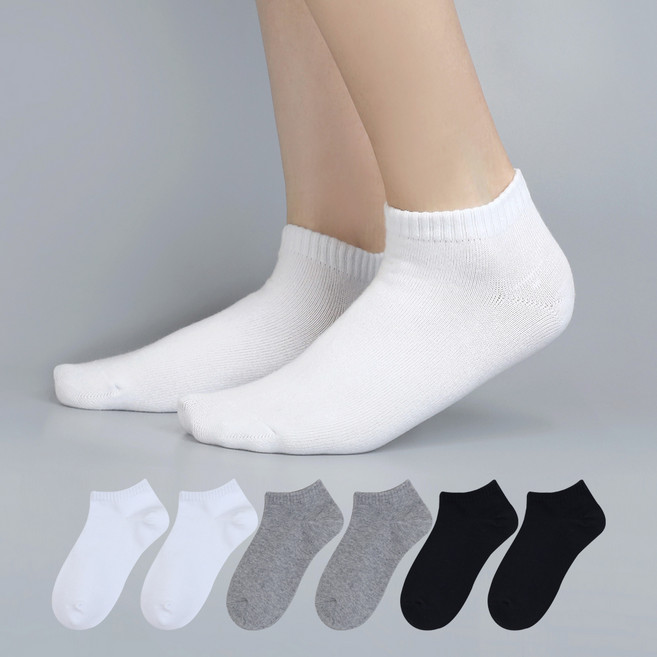 싹스윕 여성용 더블 코튼 무지 발목 양말 6켤레