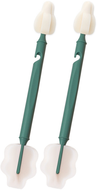 하이비 몽글이 듀얼 와이드 텀블러 주방 세척솔, 올리브그린, 2개