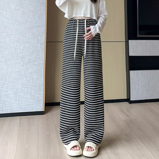 UNHAVE 抽繩條紋孕婦褲
