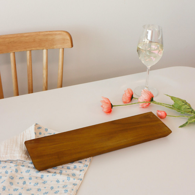 부엌다옴 티크 우드 항균 도마 회접시, 브라운, 1개