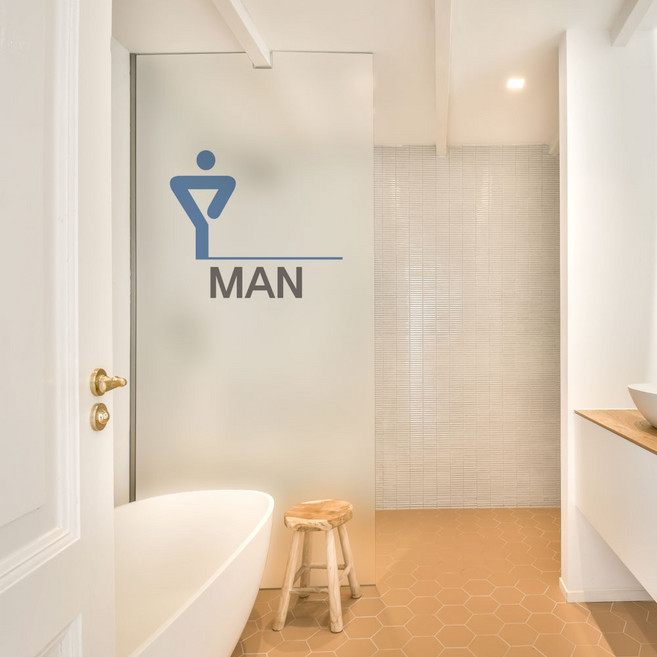 꾸밈 무점착 화장실 안내표시 유리문 시트지 ck181_m, B타입남자화장실, 100 x 210 cm