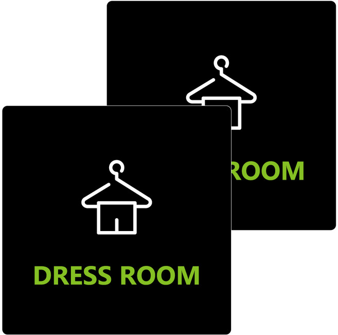 도시정원 아크릴 드레스룸 표지판 13cm x 13cm x T 3mm, 블랙(B-36), 2개