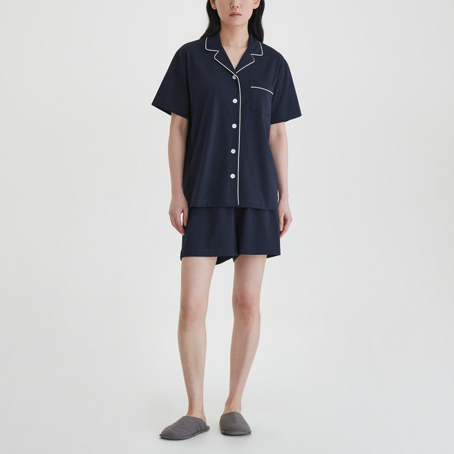 JAJU 여성용 코튼 블렌디드 3부 파자마 상의 하의