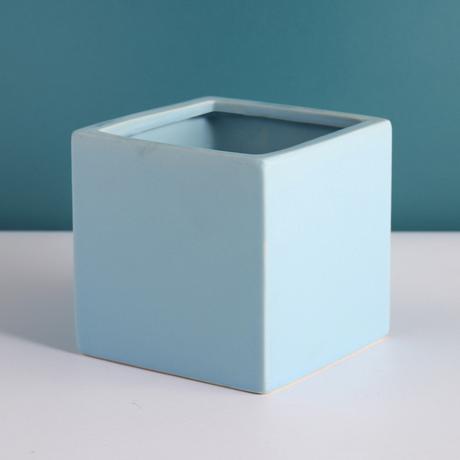 탑피아 북유럽 세라믹 사각 다육이 화분, 블루, 1개