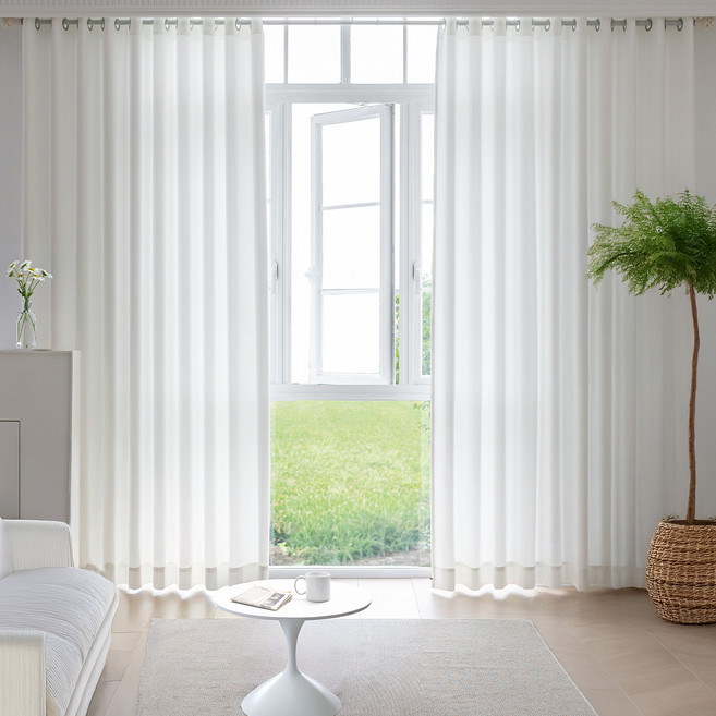 뷰하우스 플레인 사계절 아일렛타입 커튼봉 암막커튼 2p