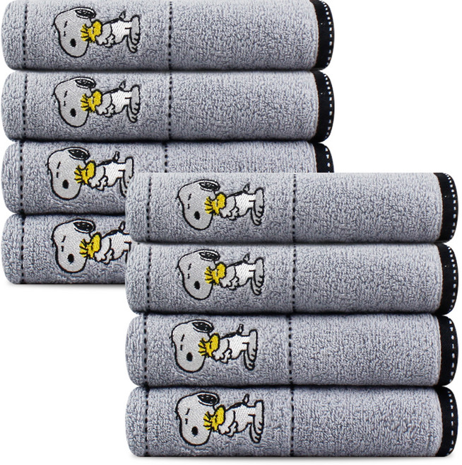 송월타월 스누피 프렌즈 수건 140g 30수 면사, 라이트그레이, 8개