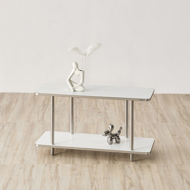 룸앤홈 스탠리 엣지 사각선반, 화이트, 2단