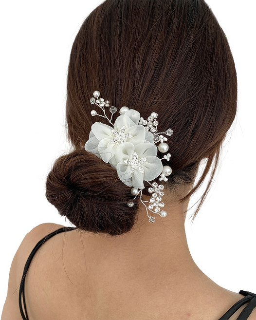 스타일플래닛 우아세련 결혼식 은빛 플라워 비녀