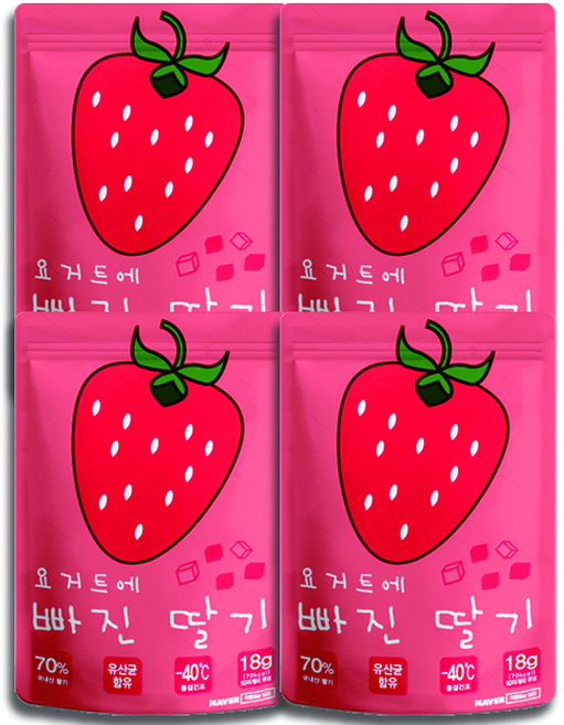 요거트에 빠진 딸기 과자, 4개, 혼합맛(요거트/딸기), 18g