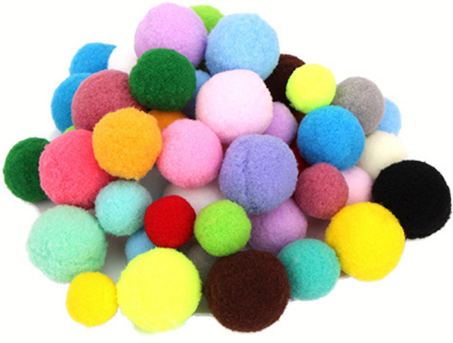 DIY 꾸미기 만들기 컬러 믹스 고탄력 폼폼이 색방울 10-20mm 랜덤발송 170p, 혼합색상, 2개