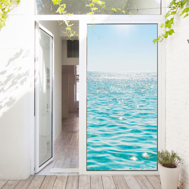 꾸밈 바다앞풍경 현관문 시트지 pd155, 혼합색상, 100 x 210 cm