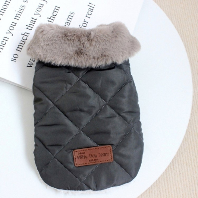 코코스튜디오 반려동물 밍크털 패딩 기모 조끼, 그레이, 1개