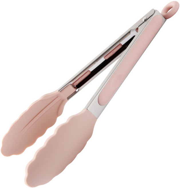 이지실리 실리콘 스텐인리스 요리 주방집게, 핑크, 1개