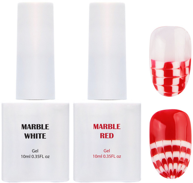젬젤 원패스 마블 국시용 컬러 젤 2종 세트, 화이트, 레드, 1개, 20ml