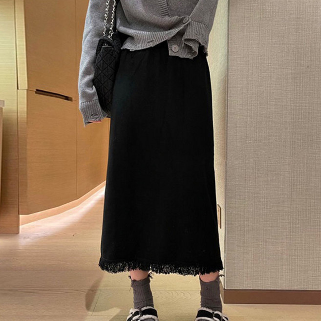 LUNA GIRL 女款海豚毛圈紡鬆緊針織裙 L25WSK091609