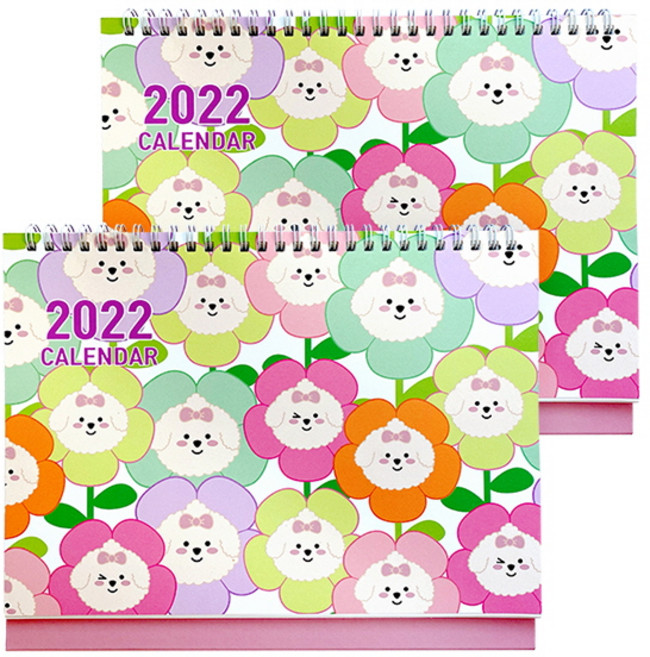 쁘숑앤포숑 2022 데스크 캘린더, 플라워, 2개