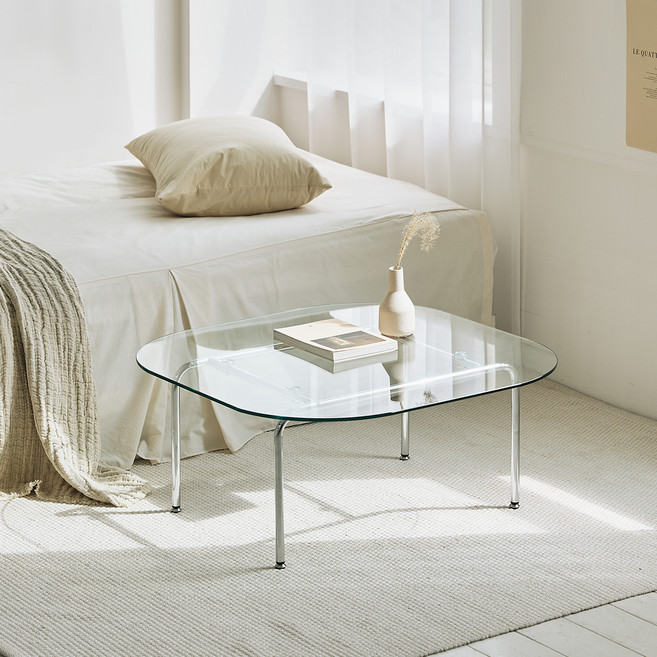 MAISON DE COMME MA Arco 玻璃桌 800 x 800 x 350 公釐, 透明